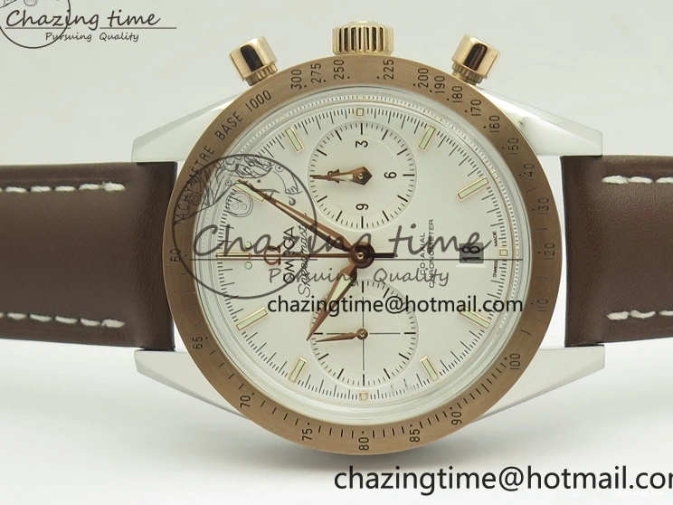 0324 Minimalist Speedmaster ’57 Co-Axial SS RG OMF 1:1 Best Edition White Dial On Leather Strap A9300 (Free Leather Strap) 8072